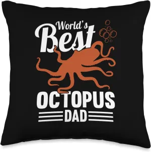 World's Best Dad Men Tentacles Octopus Fan Throw Pillow, 16x16, Multicolor Octopus-shaped decorative fan