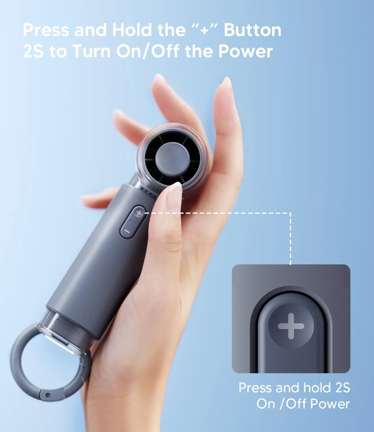 WSKEN Mini Handheld Portable Fan - Small Pocket Powerful Turbo Fan Personal Rechargeable Battery Operated USB Charger, 5 Speeds Summer Travel Essentials Gifts for Women/Men/Working/Outdoor,Gray