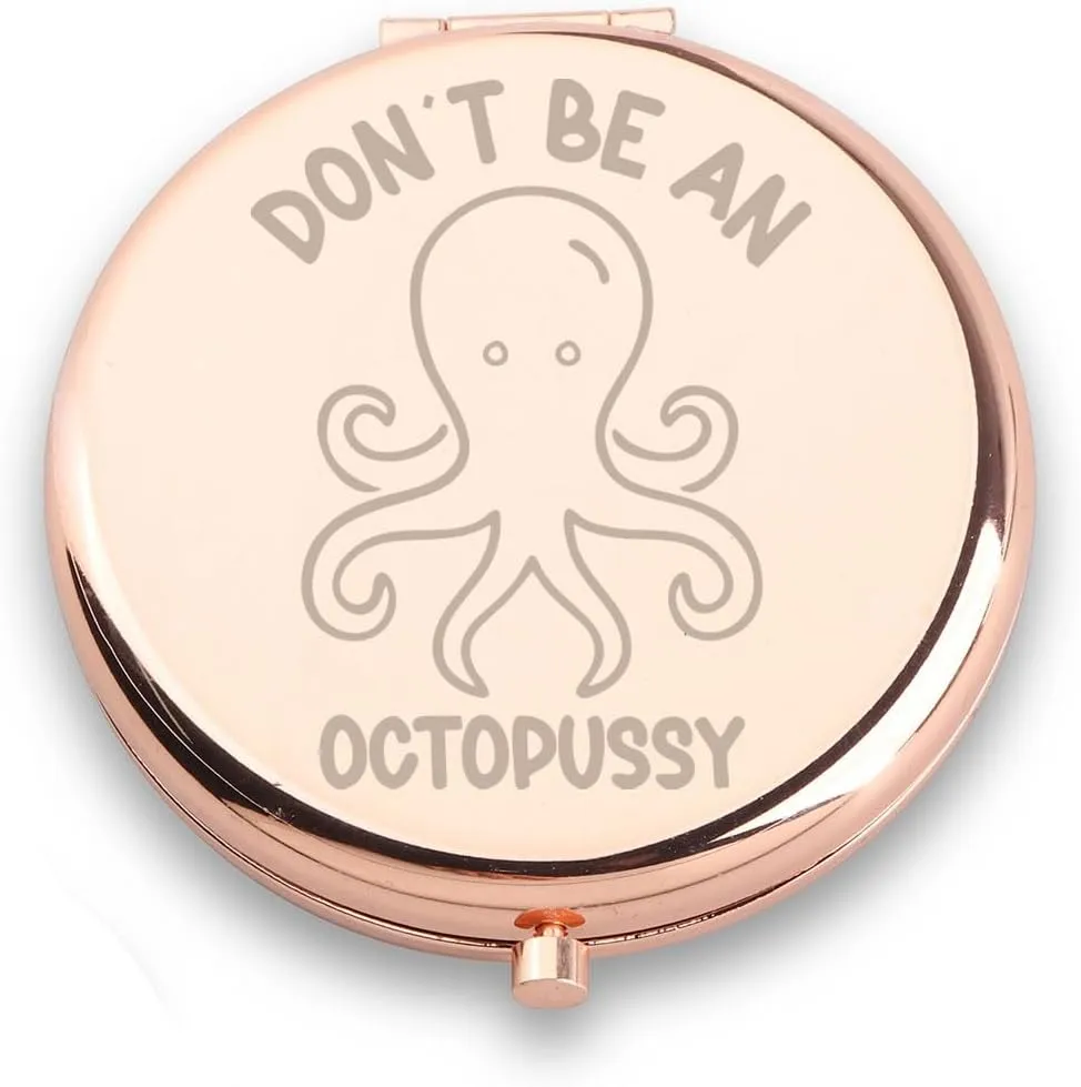 WUSUANED Funny Ocean Octopus Makeup Mirror Don't Be an Octopussy Mirror Sarcastic Gift Octopus Lover Gift (Funny Octopus Mirror) Octopus-shaped decorative fan