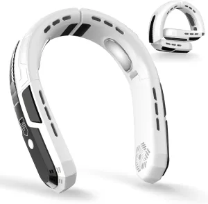 WXX Portable Neck Fan, 6000mAh Battery Neck Fan Rechargeable, 360 Cooling Personal Fan, 3 Speeds Foldable Quiet Wearable Fan for Travel Outdoor Indoor, Birthday Gifts for Men Women-White&Black Neck fan for hands-free comfort