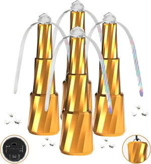 wyewye Portable Food Fan for Table 4 Pack, Food Fan for Party, Portable Table Fan Outdoor Indoor Keep food clean and undisturbed, Food Table Fan for Picnic, BBQ, Restaurant, Party Golden Fan with safety blade design