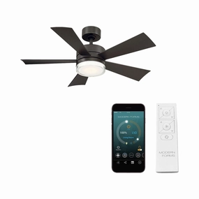 Wynd Indoor/Outdoor 5-Blade 42" Smart Ceiling Fan with LED Light Kit and Remote Control smart ceiling fans with voice control