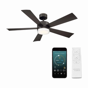 Wynd Indoor/Outdoor 5-Blade 52" Smart Ceiling Fan with LED Light Kit and Remote Control smart ceiling fans with voice control