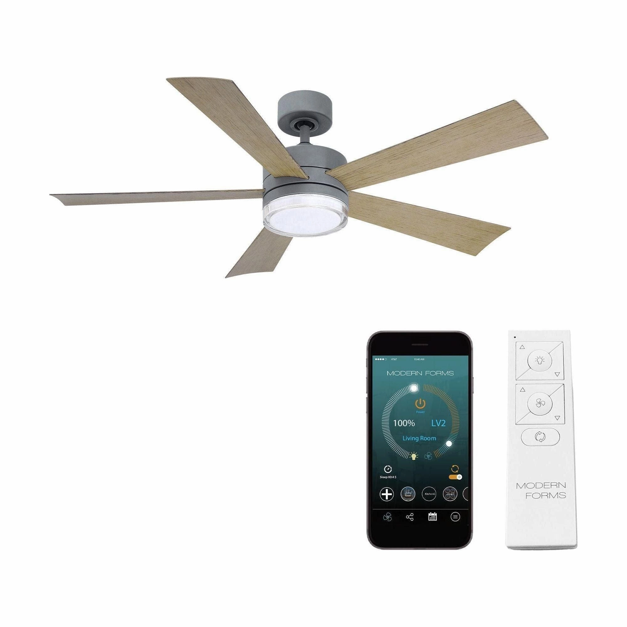 Wynd Indoor/Outdoor 5-Blade 52" Smart Ceiling Fan with LED Light Kit and Remote Control