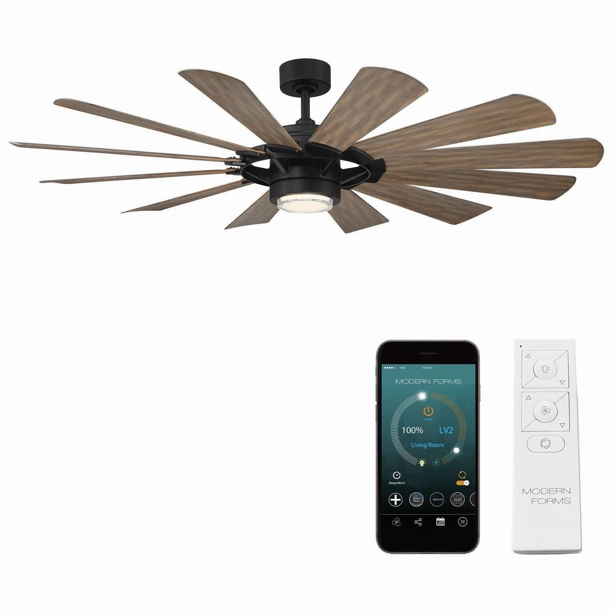 Wyndmill Indoor/Outdoor 12-Blade 65" Smart Ceiling Fan with LED Light Kit and Remote Control