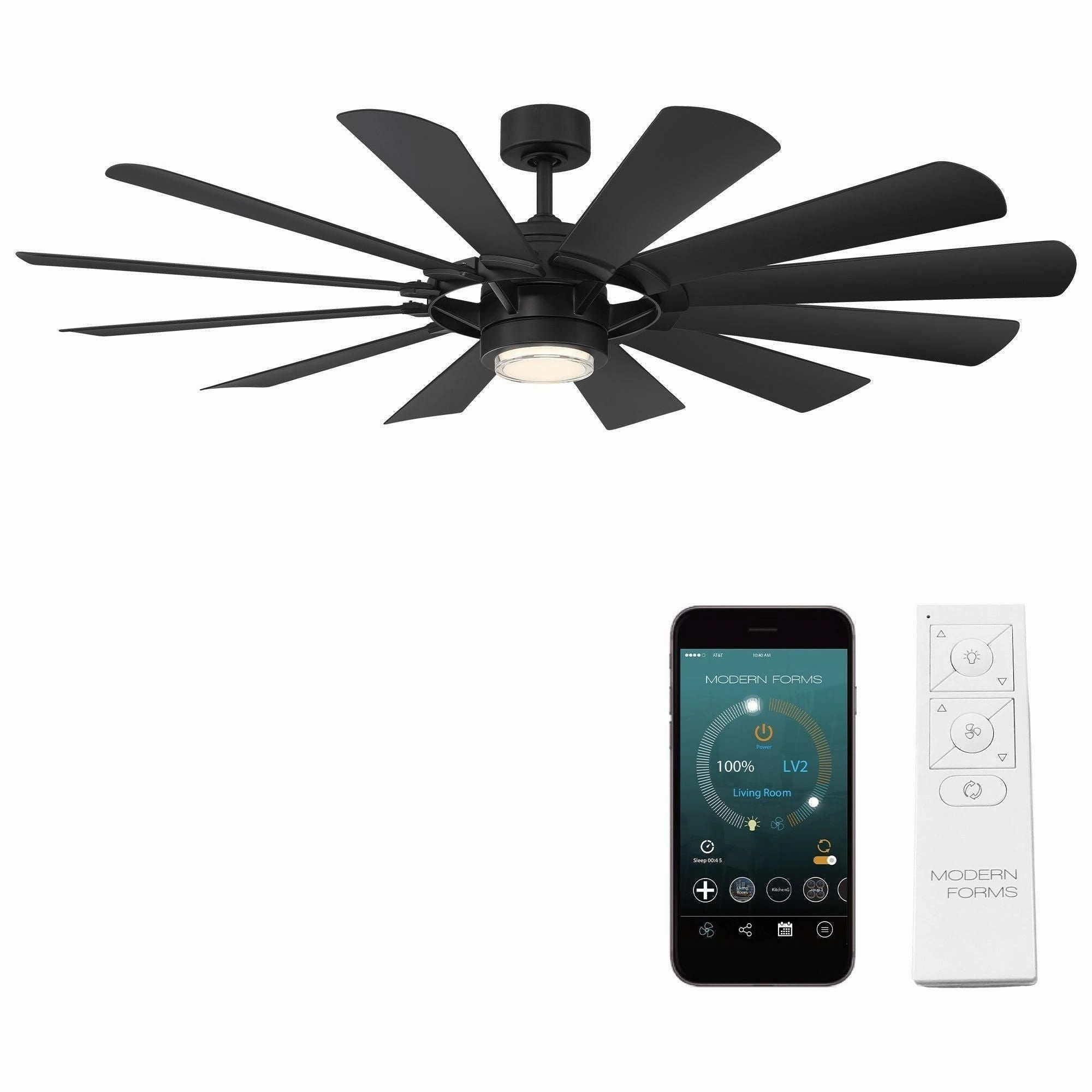 Wyndmill Indoor/Outdoor 12-Blade 65" Smart Ceiling Fan with LED Light Kit and Remote Control smart ceiling fans with voice control