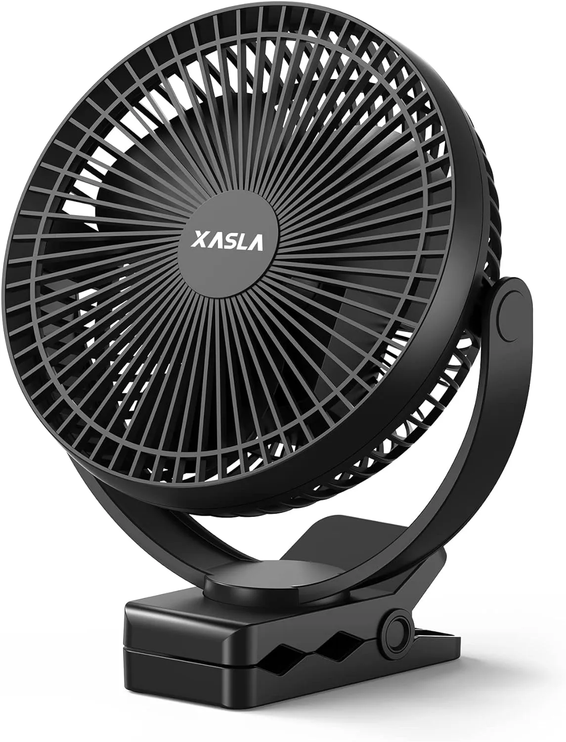 xasla 10000mAh Portable Clip on Fan, 8 inch Rechargeable Battery Operated, 24 Hours Work Time, Quiet USB 4 Speeds Personal, Ideal for Outdoor Camping Golf Cart Home Office Black 360-degree rotating fan for home use