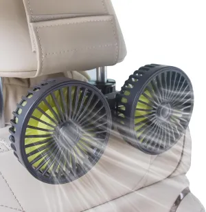 XOOL Car Fans for Backseat - Dual Head USB Cooling Car Fan for Kids, 360 Rotatable Car Rear Headrest Fan, Air Circulation Fan with Adjustable Clip for Vehicles SUV RV Truck 360-degree rotating fan for home use