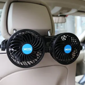 XOOL Electric Car Fans for Rear Seat Passenger Portable Fans Headrest 360 Degree Rotatable Backseat Car Fan 12V Cooling Air Fan with Stepless Speed Regulation for Vehicles, SUV, RV Fan with safety blade design