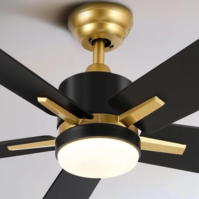 YITAHOME 52 Inch Black Gold Ceiling Fan with Light Remote and APP Control, Modern Dimmable Fanlight for Indoor with Reversible Quiet Motor, Stepless 3 Color, Memory Function App-controlled remote fan for convenience