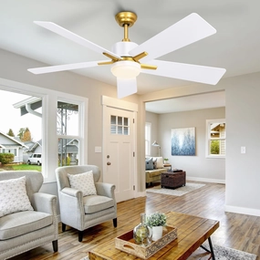 YITAHOME 52 Inch White Gold Ceiling Fan with Light Remote and APP Control, Modern Dimmable Ceiling Fan for Indoor with Reversible Quiet Motor, Smart Fan with Stepless 3 Color App-controlled remote fan for convenience