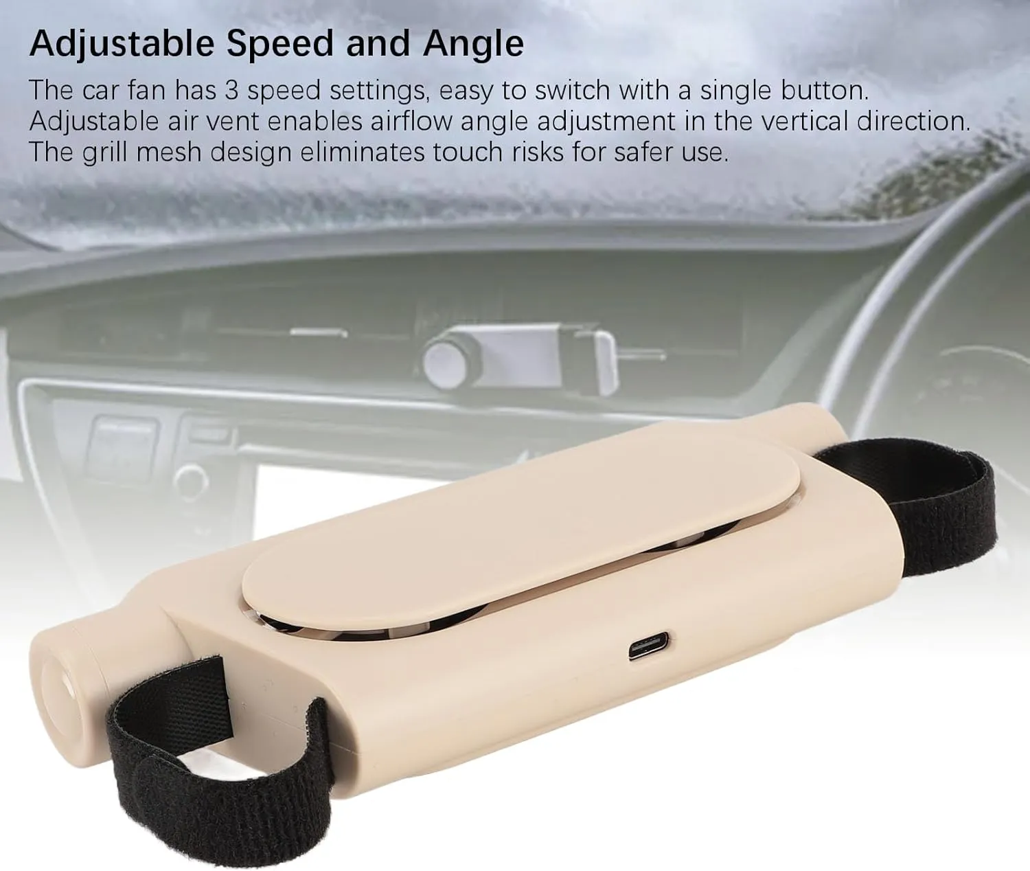 Yoidesu Car Fan for Driver and Passenger Seat - 3 Wind Speed Mini Car Seat Fan Portable USB Backseat Cooling Fan Kids Baby Quiet Headrest Neck Fan 3 Speeds for Cars Vehicle Van RV Truck
