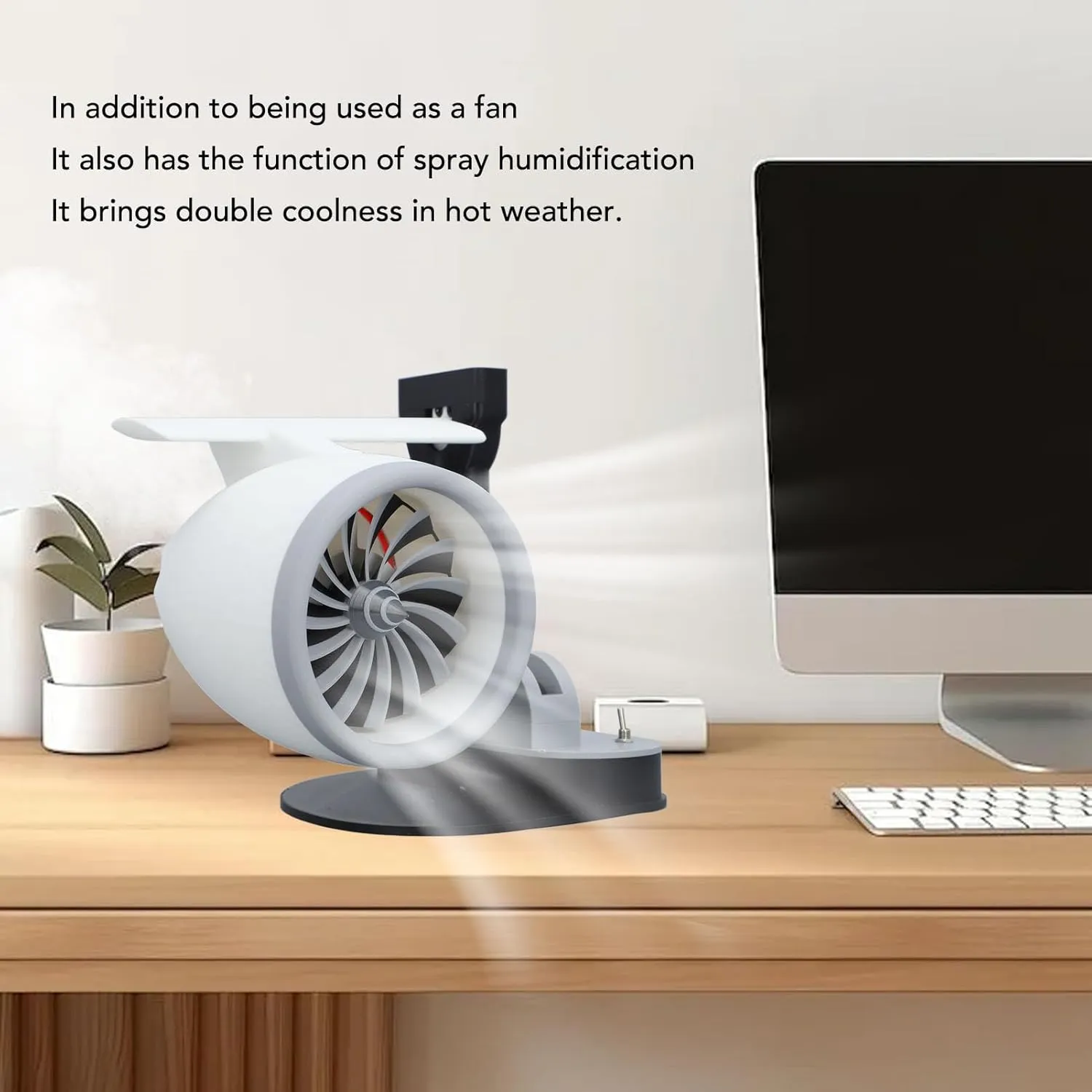 Yoidesu Jet Engine Fan, Innovative Desktop USB Turbofan Turbine Engine Fan with Misting Humidification Function for Home Office (Blue)