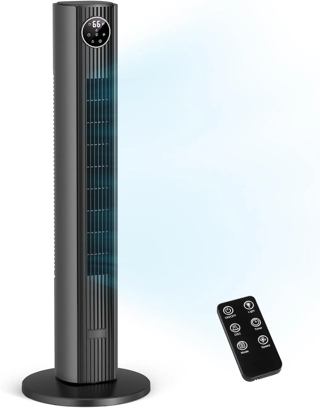 ZAFRO Tower Fan for Bedroom, 90 Oscillating Fan with 12H Timer, 37Standing Fans with Remote, Bladeless Fan with 4 Modes & 3 Speeds, Grey Tower bladeless fan for modern homes