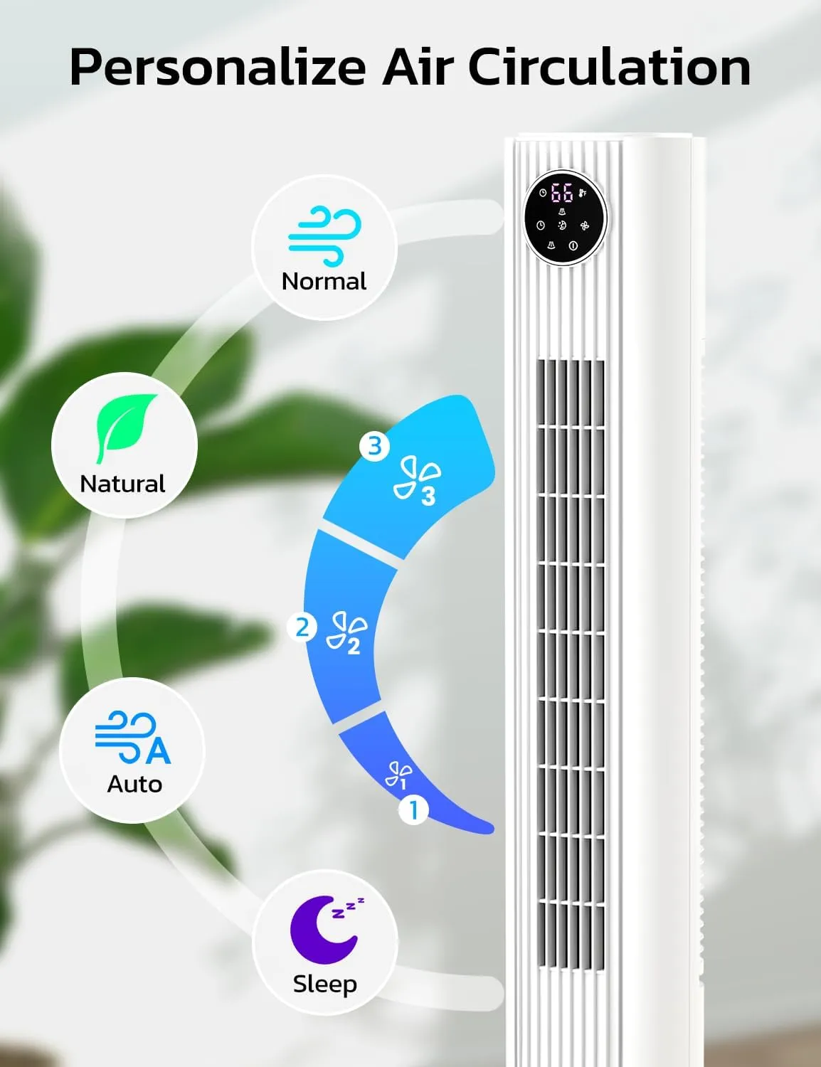 ZAFRO Tower Fan for Bedroom, 90 Oscillating Fan with 12H Timer, 37Standing Fans with Remote, Bladeless Fan with 4 Modes & 3 Speeds, White