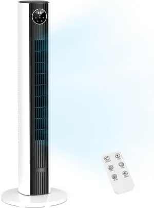 ZAFRO Tower Fan for Bedroom, 90 Oscillating Fan with 12H Timer, 37Standing Fans with Remote, Bladeless Fan with 4 Modes & 3 Speeds Tower bladeless fan for modern homes