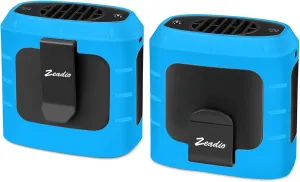 Zeadio Portable Waist Clip Fan, 4 Speeds 10000mAh Operated Hands-free Wearable Necklace Fan, with Lighting and Charging Function for Hot Flashes Home Office Travel Outdoor Sports - Blue Waist-mounted portable fan for outdoor use