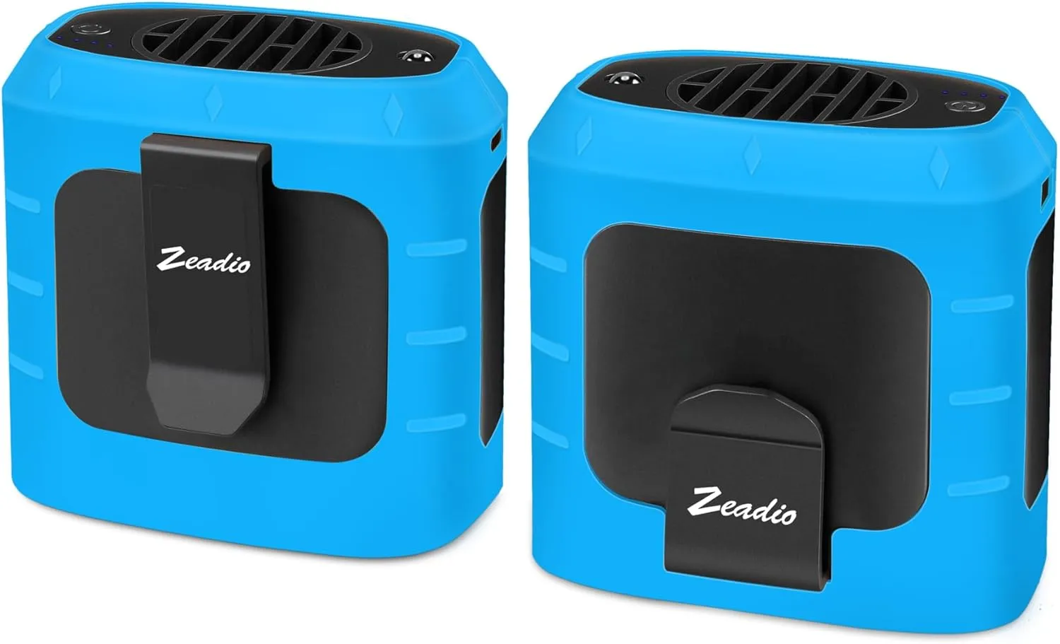 Zeadio Portable Waist Clip Fan, 4 Speeds 10000mAh Operated Hands-free Wearable Necklace Fan, with Lighting and Charging Function for Hot Flashes Home Office Travel Outdoor Sports - Blue Waist-mounted portable fan for outdoor use