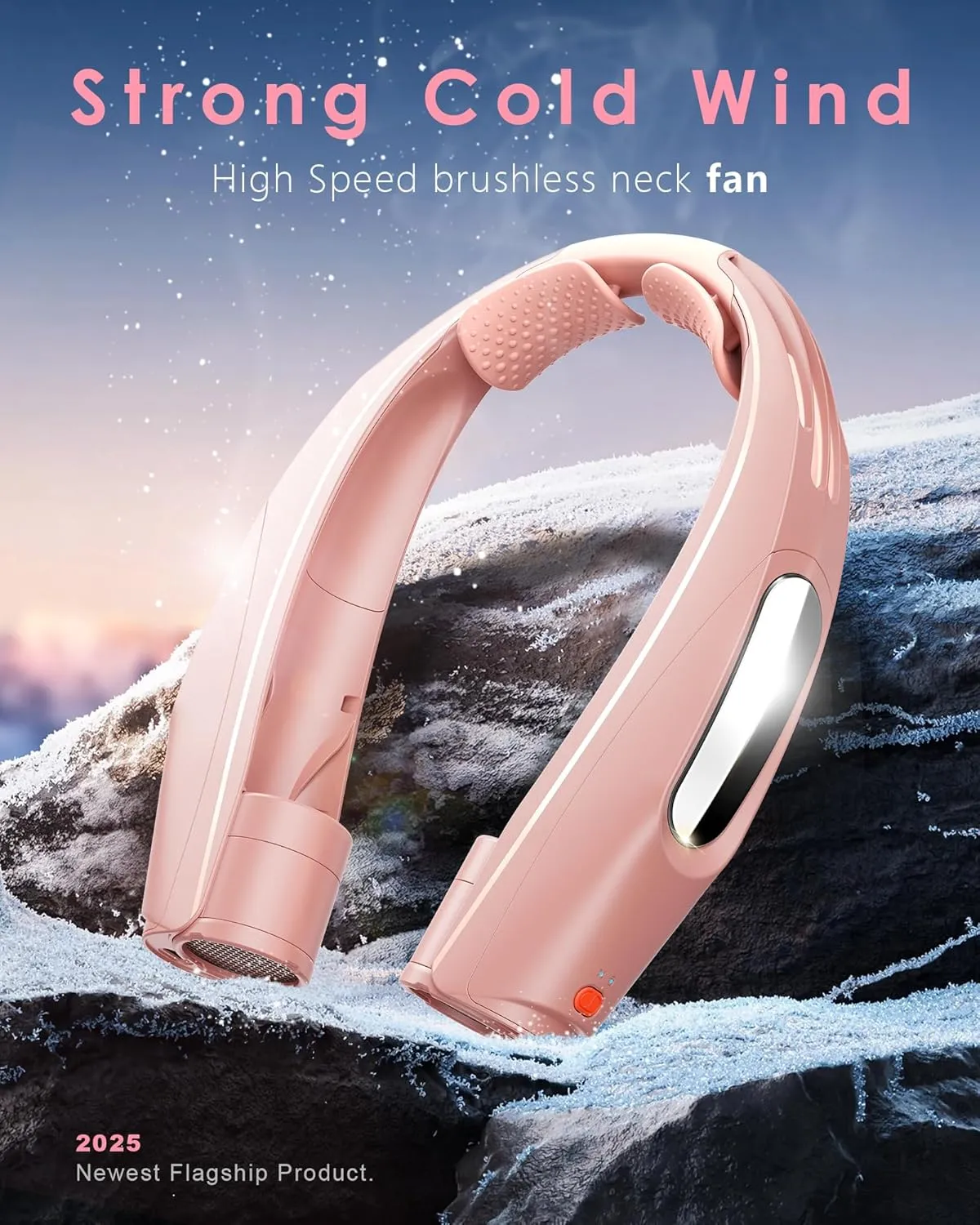 ZEEFO Portable Neck Fan, Hands Free Personal Fan- 6000mAh Battery Operated, Ultra-Quiet USB Rechargeable Fan with 6 Adjustable Speeds, Cooling Wearable Fan for Home, Office, Outdoor, Travel-Pink