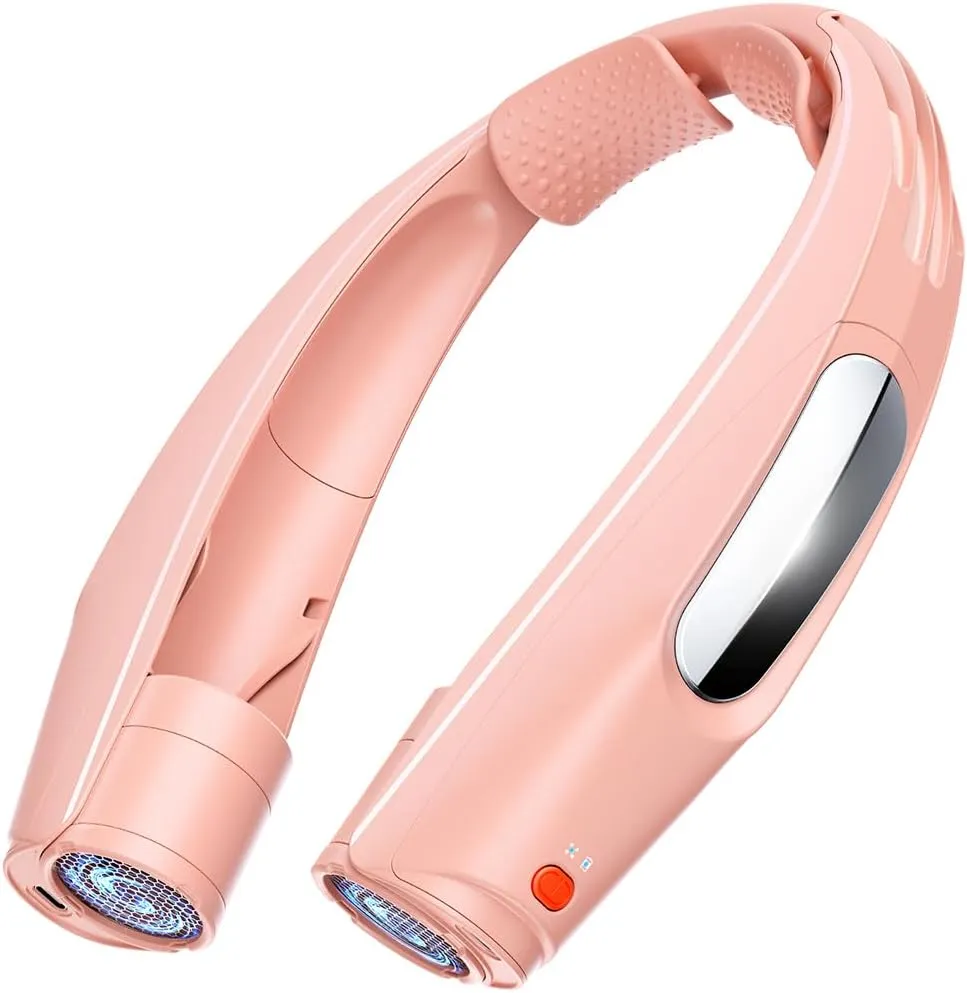 ZEEFO Portable Neck Fan, Hands Free Personal Fan- 6000mAh Battery Operated, Ultra-Quiet USB Rechargeable Fan with 6 Adjustable Speeds, Cooling Wearable Fan for Home, Office, Outdoor, Travel-Pink Neck fan for hands-free comfort