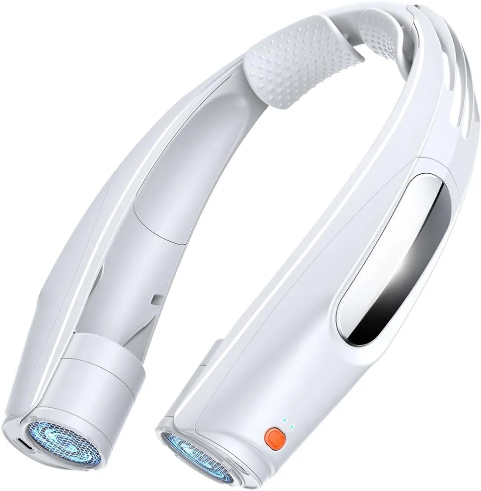 ZEEFO Portable Neck Fan, Hands Free Personal Fan- 6000mAh Battery Operated, Ultra-Quiet USB Rechargeable Fan with 6 Adjustable Speeds, Cooling Wearable Fan for Home, Office, Outdoor, Travel-White Neck fan for hands-free comfort