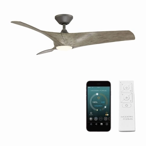 Zephyr Indoor/Outdoor 3-Blade 52" Smart Ceiling Fan with LED Light Kit and Remote Control quiet ceiling fans with remote control