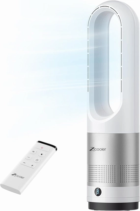 Zicooler Bladeless Fan for Bedroom, 22" Quiet Oscillating Tower Fan with Remote, 8 Speeds, 90 Wide-Angle, 35dB Quiet, 9H Timer, LED Display, Compact Bladeless Tower Fan for Living Room Office Kitchen Small bladeless fan for quiet cooling