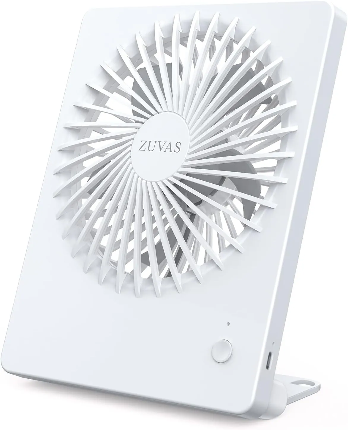 Zuvas Desk Fan Battery Operated Fan Rechargeable 180Tilt Folding Personal Fan Ultra Quiet Small Portable Fan 3 Speed Adjustable Strong Wind USB Fan For Office Bedroom Home Desktop Camping (White) USB desktop fan for workspace