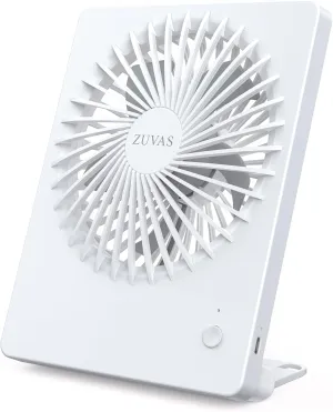 Zuvas Desk Fan Battery Operated Fan Rechargeable 180Tilt Folding Personal Fan Ultra Quiet Small Portable Fan 3 Speed Adjustable Strong Wind USB Fan For Office Bedroom Home Desktop Camping (White) USB desktop fan for workspace