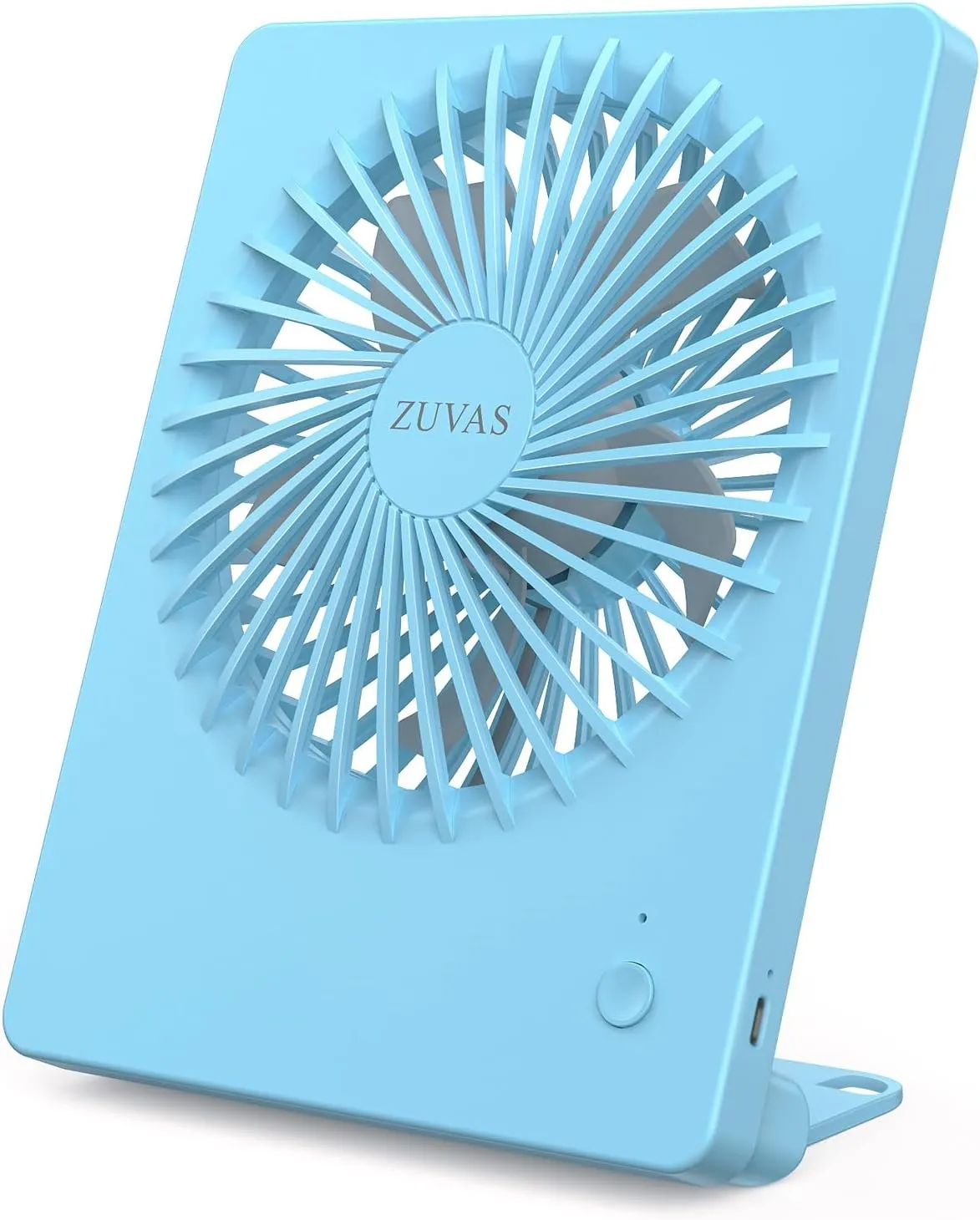 Zuvas Desk Fan Battery Operated Rechargeable 180Tilt Folding Personal Fan Ultra Quiet Small Portable Fan 3 Speed Adjustable Strong Wind For Office Bedroom Home Desktop Camping (Blue) USB desktop fan for workspace