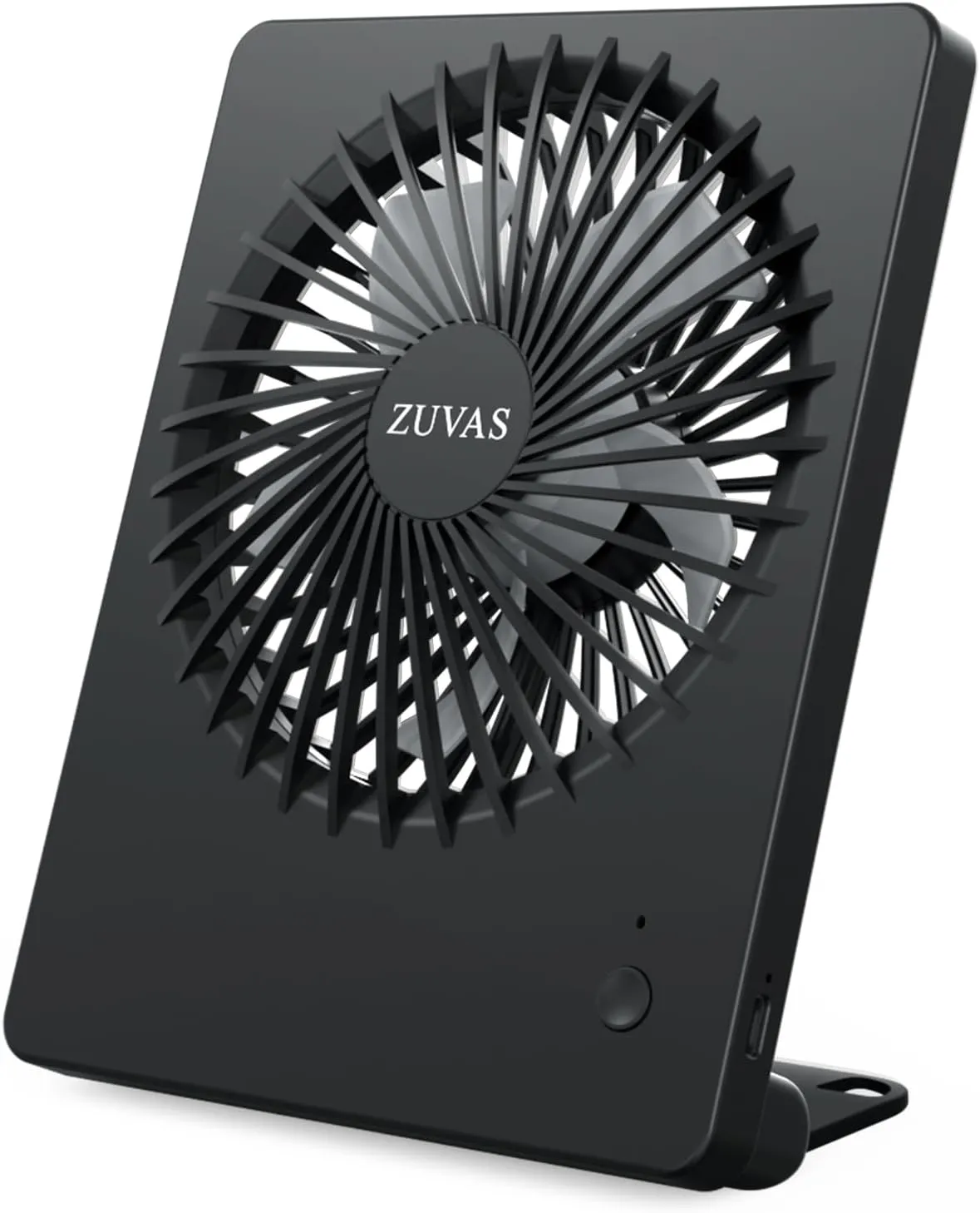 Zuvas Desk Fan Battery Operated, Rechargeable 180Tilt Folding Personal Ultra Quiet Small Portable Fan 3 Speed Adjustable Strong Wind USB Fan For Office Bedroom Home Desktop Camping (Black) USB desktop fan for workspace