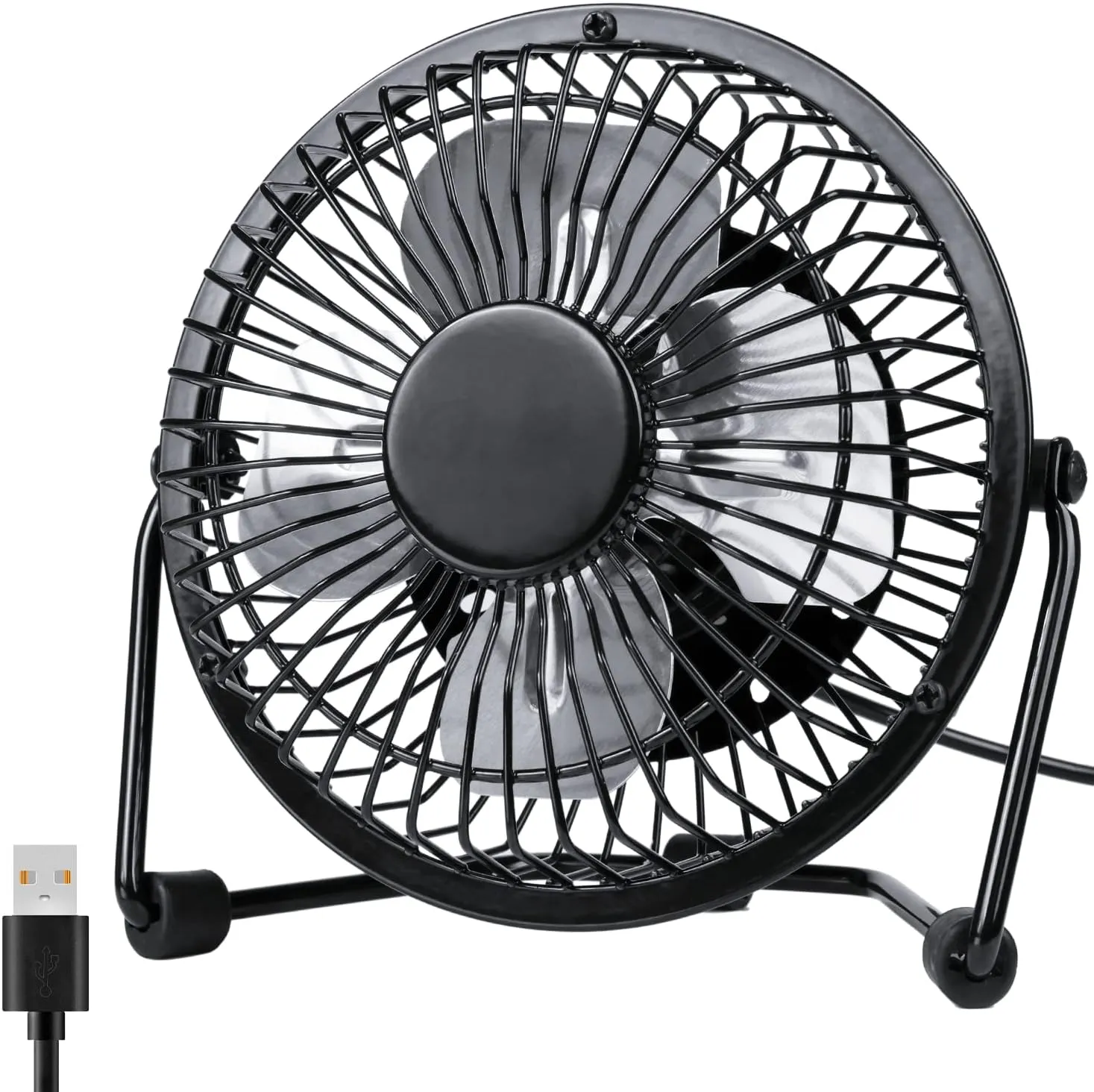 Zuvas Desk Fan Quiet Small USB Fan 360 Rotation Portable Table Fan 2 Speed Mini Personal Fan Air Cooling Electric Fan for Home Office Bedroom Travel Camping, 4 inch Black USB desktop fan for workspace