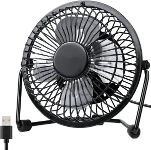 Zuvas Desk Fan Quiet Small USB Fan 360 Rotation Portable Table Fan 2 Speed Mini Personal Fan Air Cooling Electric Fan for Home Office Bedroom Travel Camping, 4 inch Black USB desktop fan for workspace
